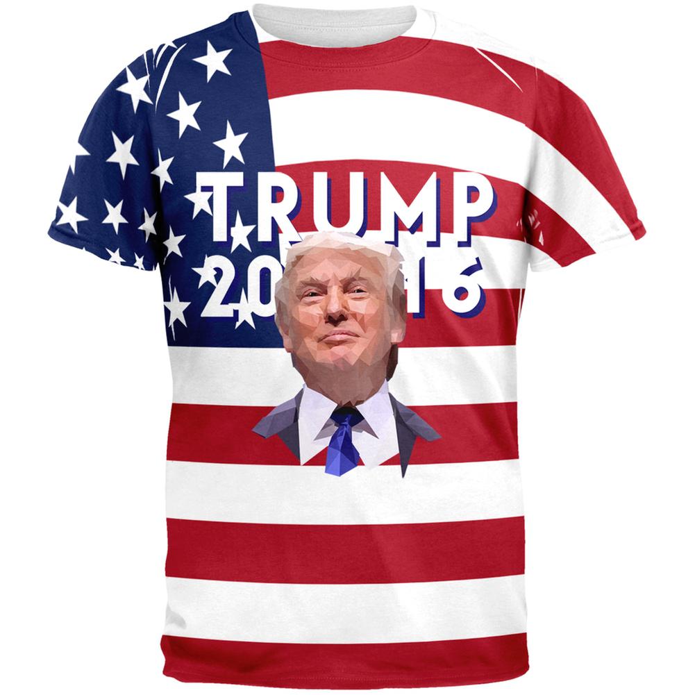 Election 2020 Trump American Flag All Over Adult T-Shirt Men's T-Shirts Old Glory 2XL Multi 