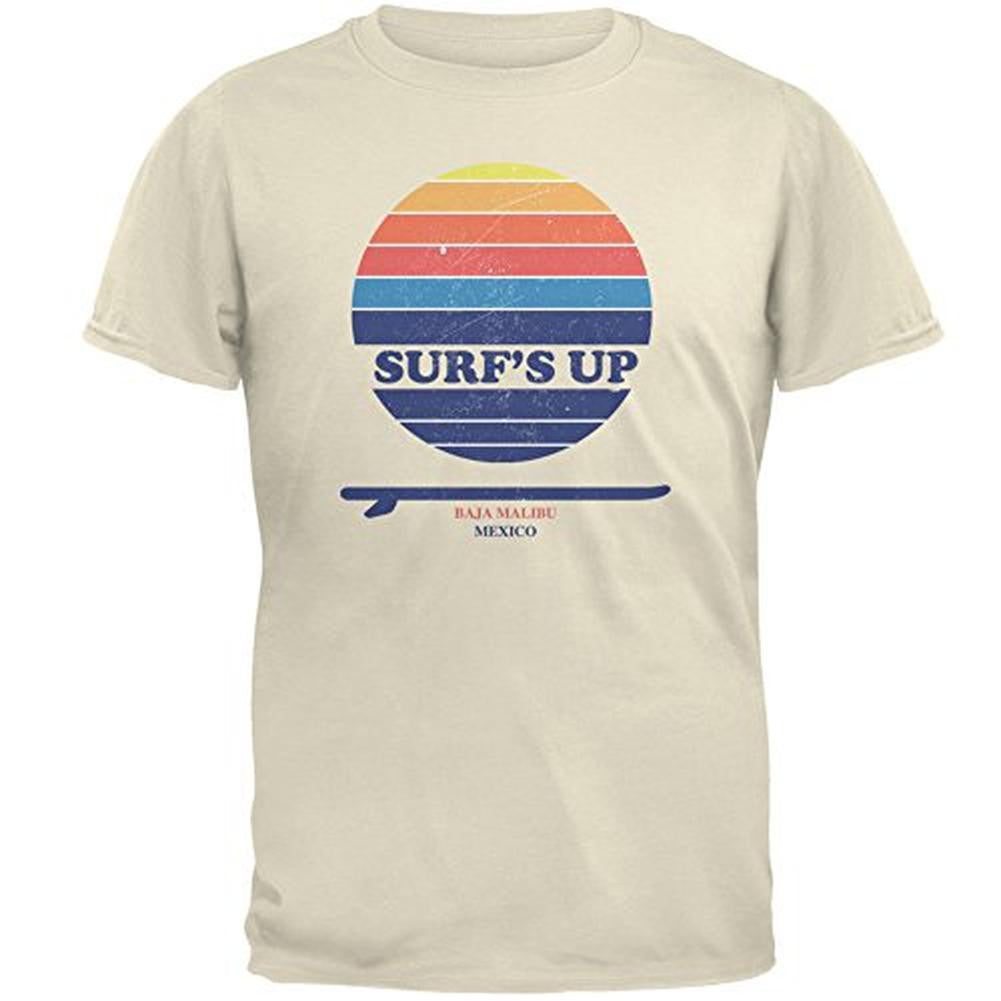 Surf's Up Baja Malibu Natural Adult T-Shirt Men's T-Shirts Old Glory 2XL White 