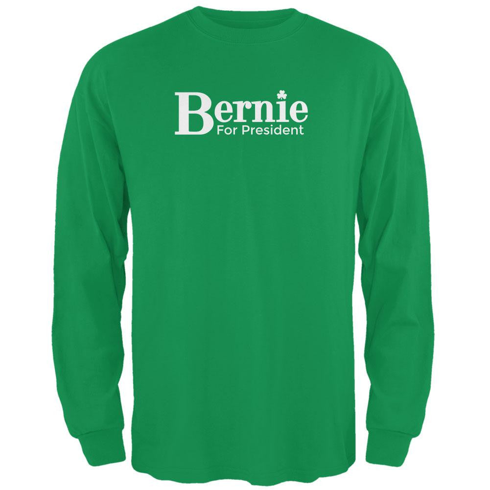 Election 2016 Bernie Sanders President Irish Green Adult Long Sleeve T-Shirt Men's Long Sleeves Old Glory 2XL Green 