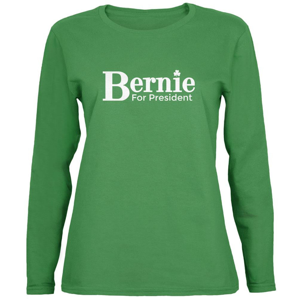 Election 2016 Bernie Sanders President Irish Green Womens Long Sleeve T-Shirt Women's Long Sleeves Old Glory 2XL Green 