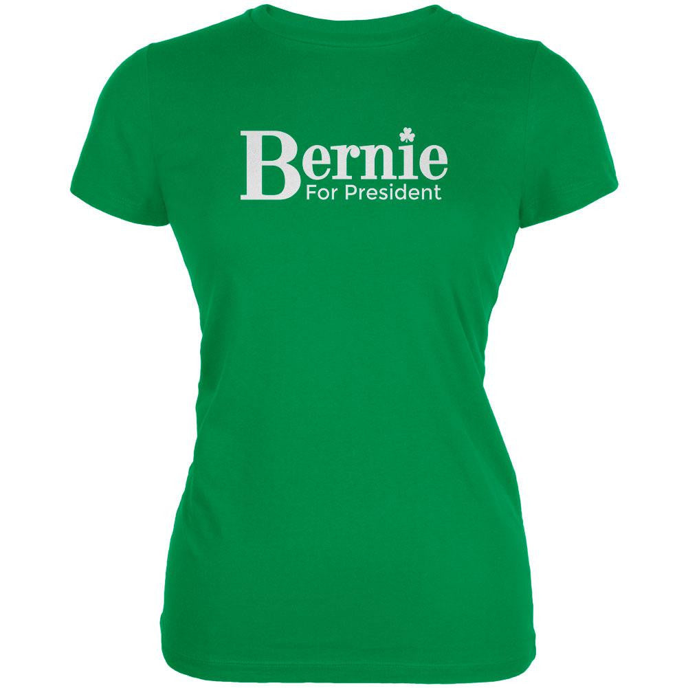 Election 2016 Bernie Sanders President Irish Green Juniors Soft T-Shirt Juniors T-Shirts Old Glory LG Green 