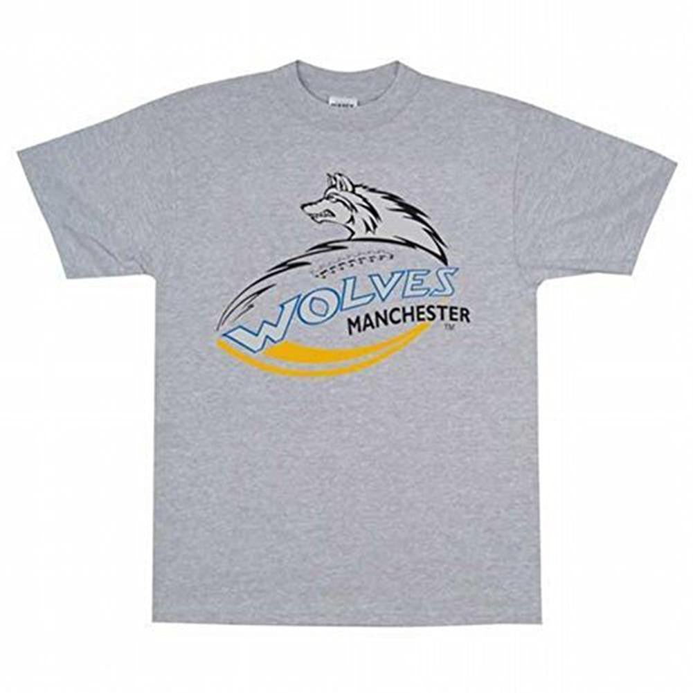 Manchester Wolves - Logo Heather Grey Adult T-Shirt Men's T-Shirts Manchester Wolves 2XL Grey 