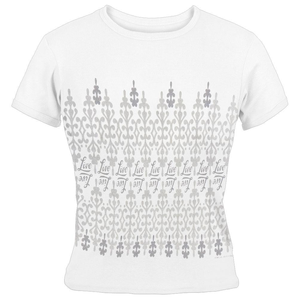 Live - Glitter Juniors Babydoll T_Shirt Juniors Babydolls Old Glory OS White 