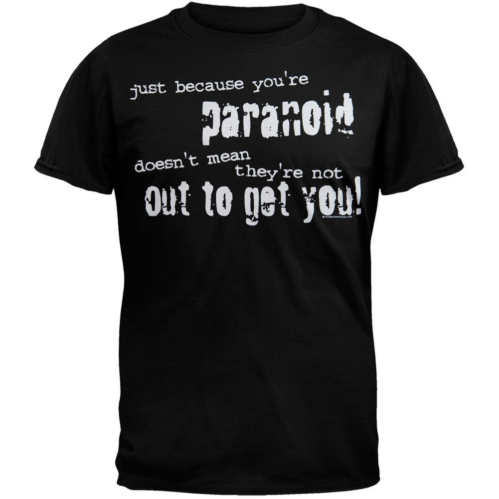 Paranoid T-Shirt Men's T-Shirts Humor SM Black 