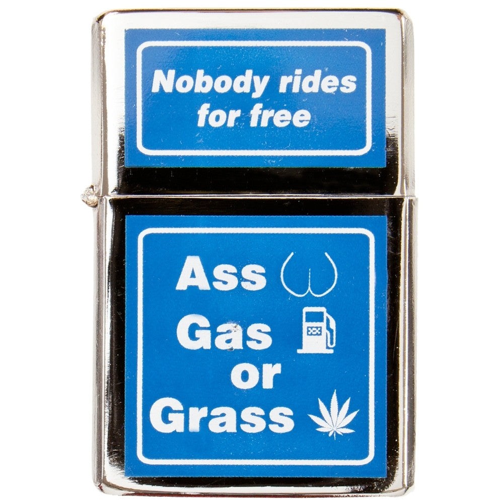 Ass, Gas, Grass Refillable Lighter Lighters Old Glory OS Silver 