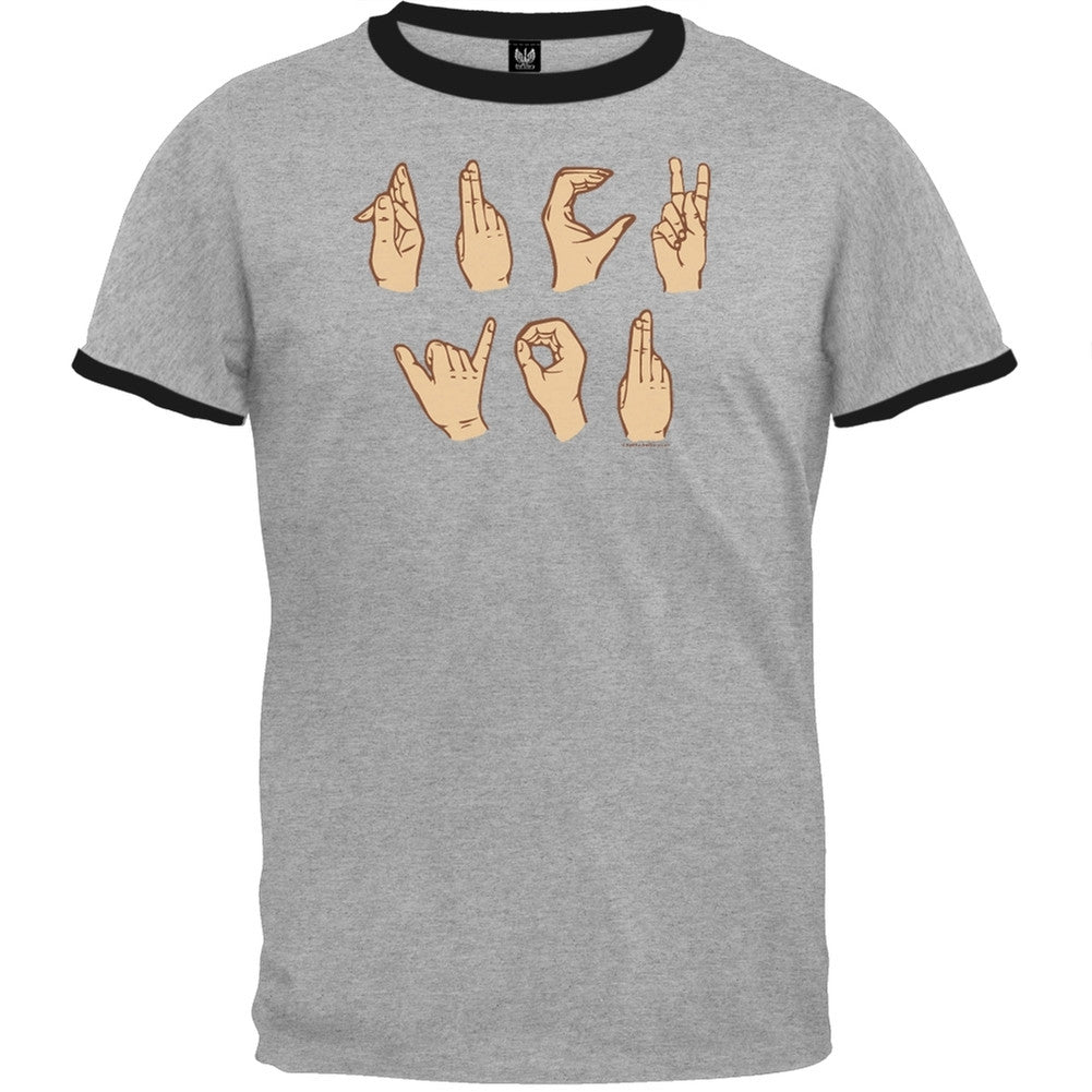 FU Sign Lanaguage - T-Shirt Men's T-Shirts Humor SM Grey 