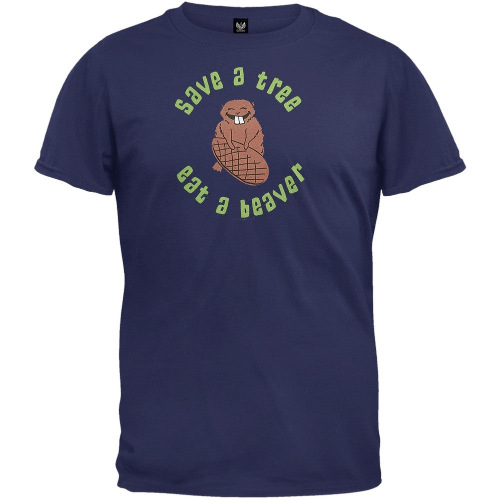 Save A Tree Eat A Beaver T-Shirt Men's T-Shirts Parody SM Multi 