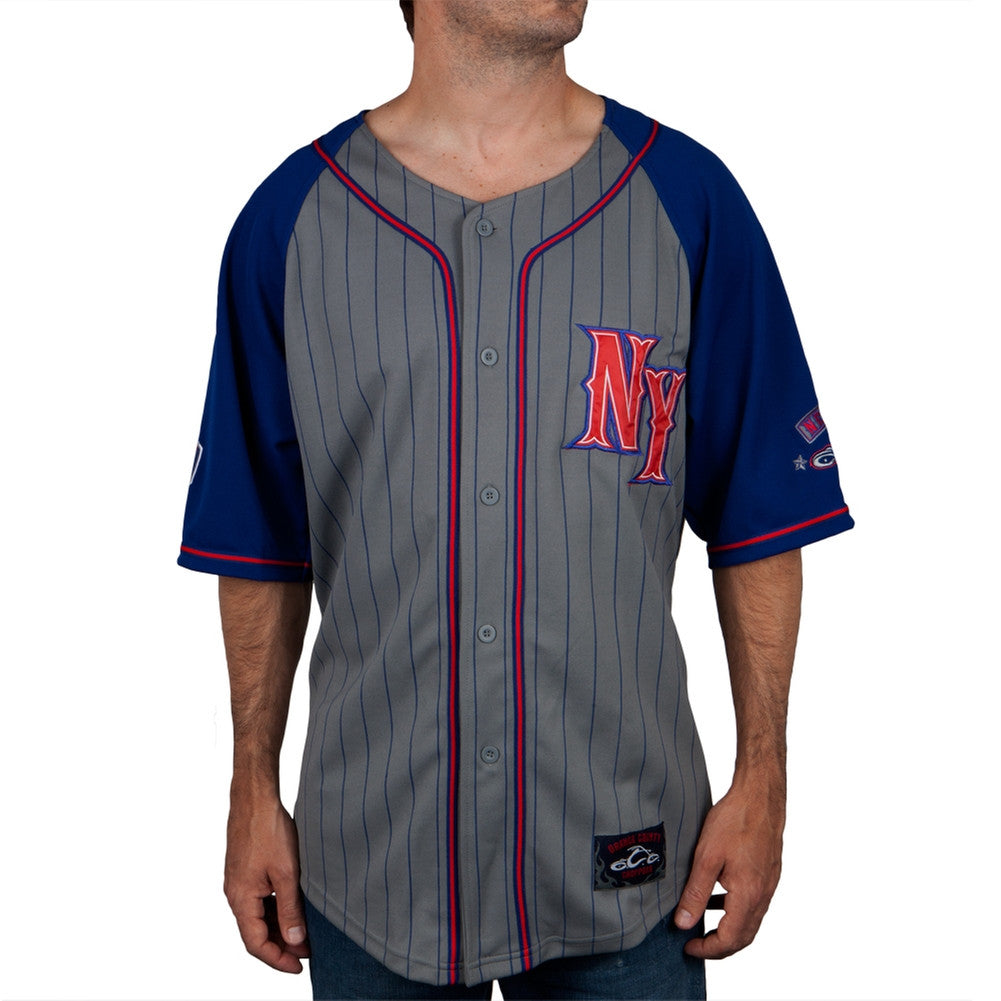 Orange County Choppers - Banner Pinstripe Premium Baseball Jersey Men's Baseball Jerseys Orange County Choppers LG Grey