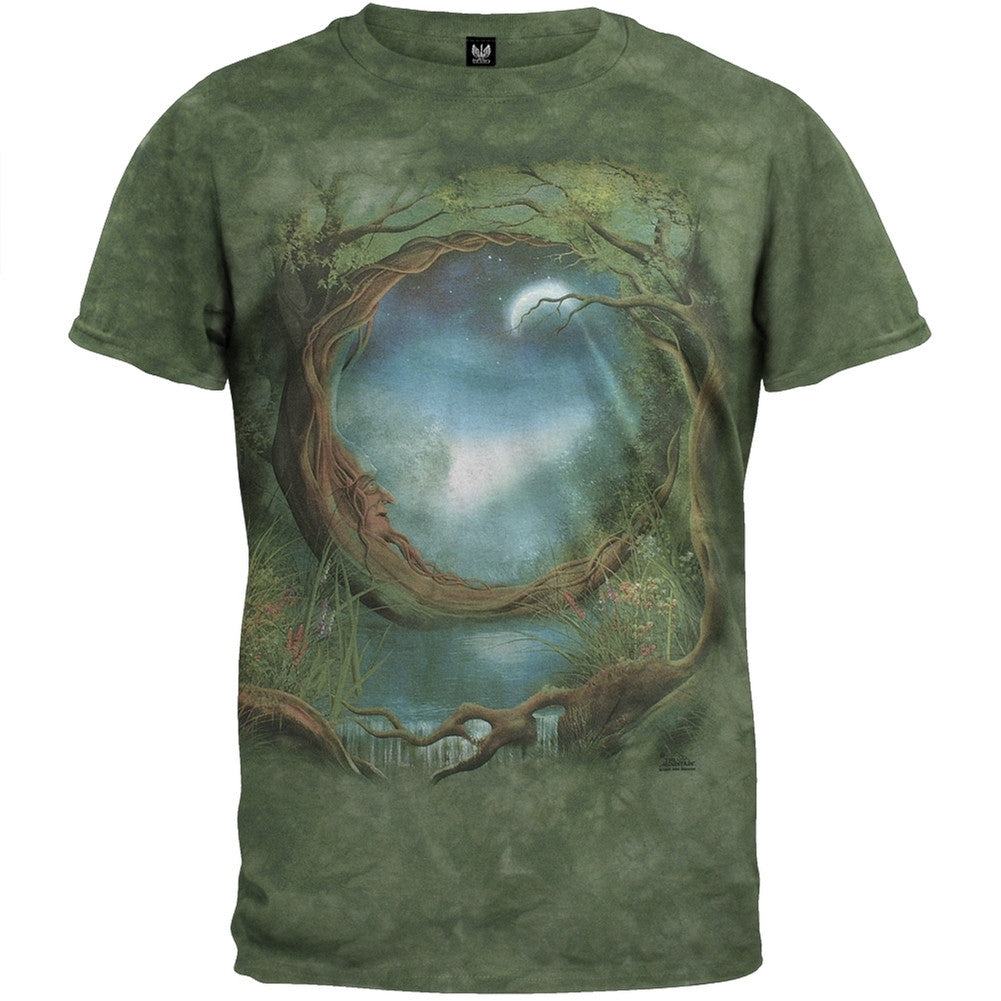 Moon Tree Tie Dye T-Shirt Men's T-Shirts The Mountain LG Dark Green 