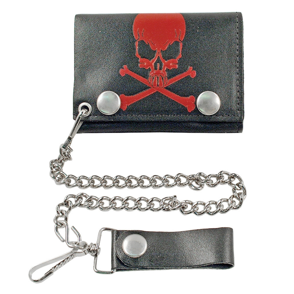 4 Red Skull & Crossbones Tri-fold Wallet Wallets Old Glory   