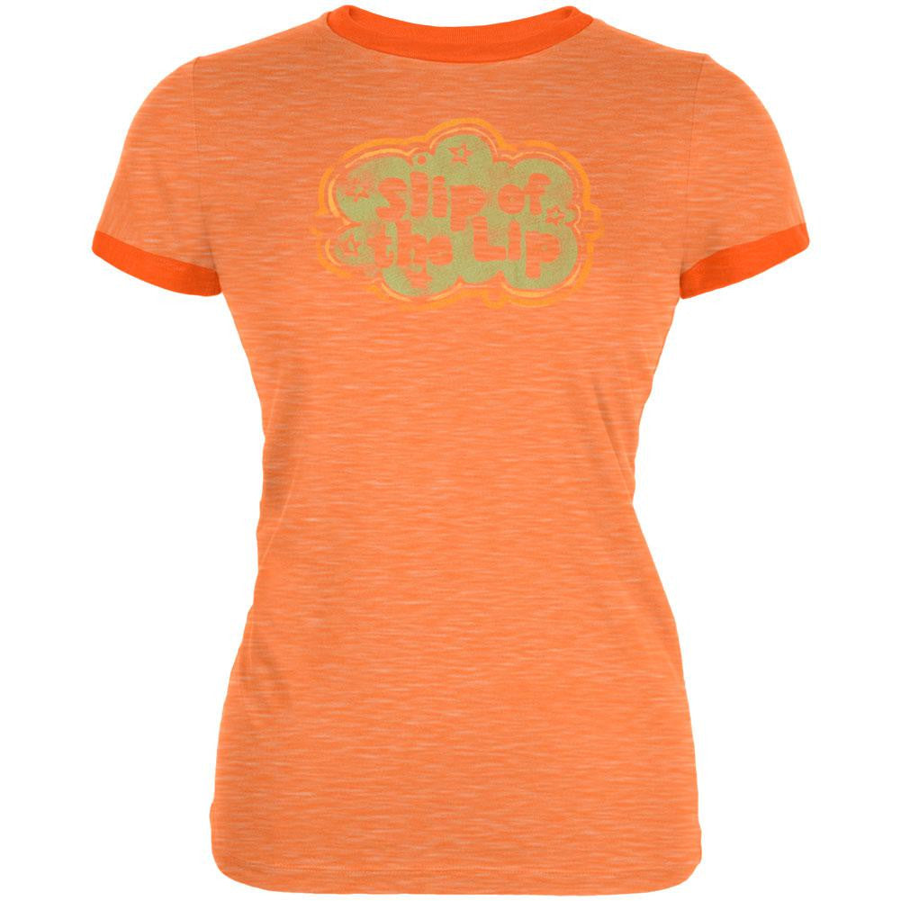 Electric Company - Slip Of The Lip Juniors Ringer T-Shirt Juniors T-Shirts Electric Company SM Orange