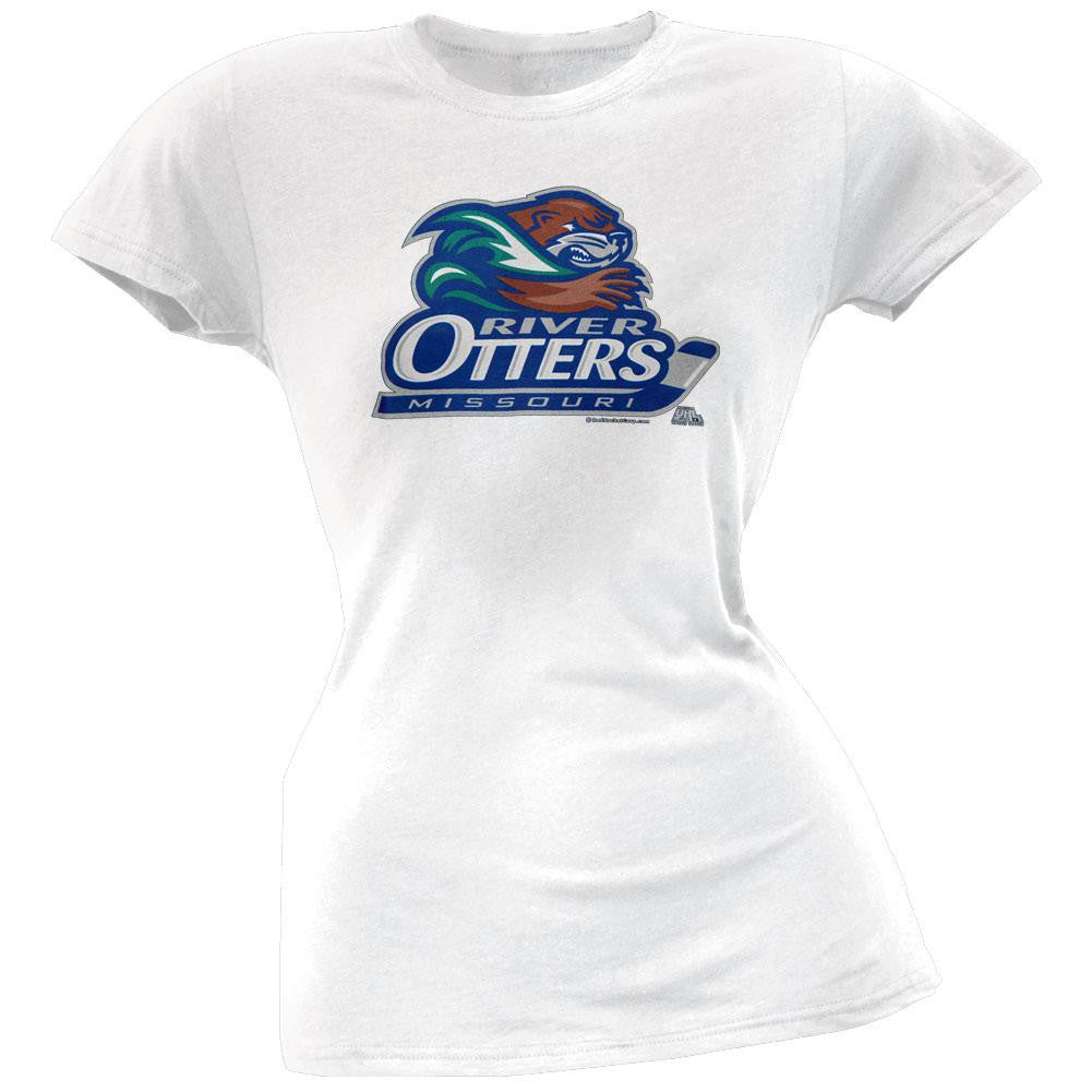 Missouri River Otters Logo Juniors Babydoll White T-shirt Juniors Babydolls Missouri River Otters   