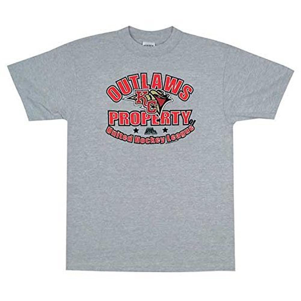 Kansas City Outlaws - Property Of UHL Youth T-Shirt Youth T-Shirts Kansas City Outlaws LG Grey 