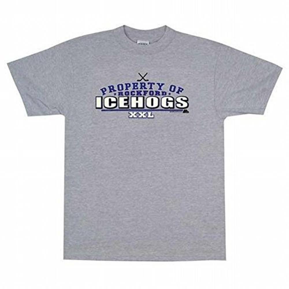 Rockford IceHogs - Property Of XXL Adult T-Shirt Men's T-Shirts Rockford IceHogs MD Grey 