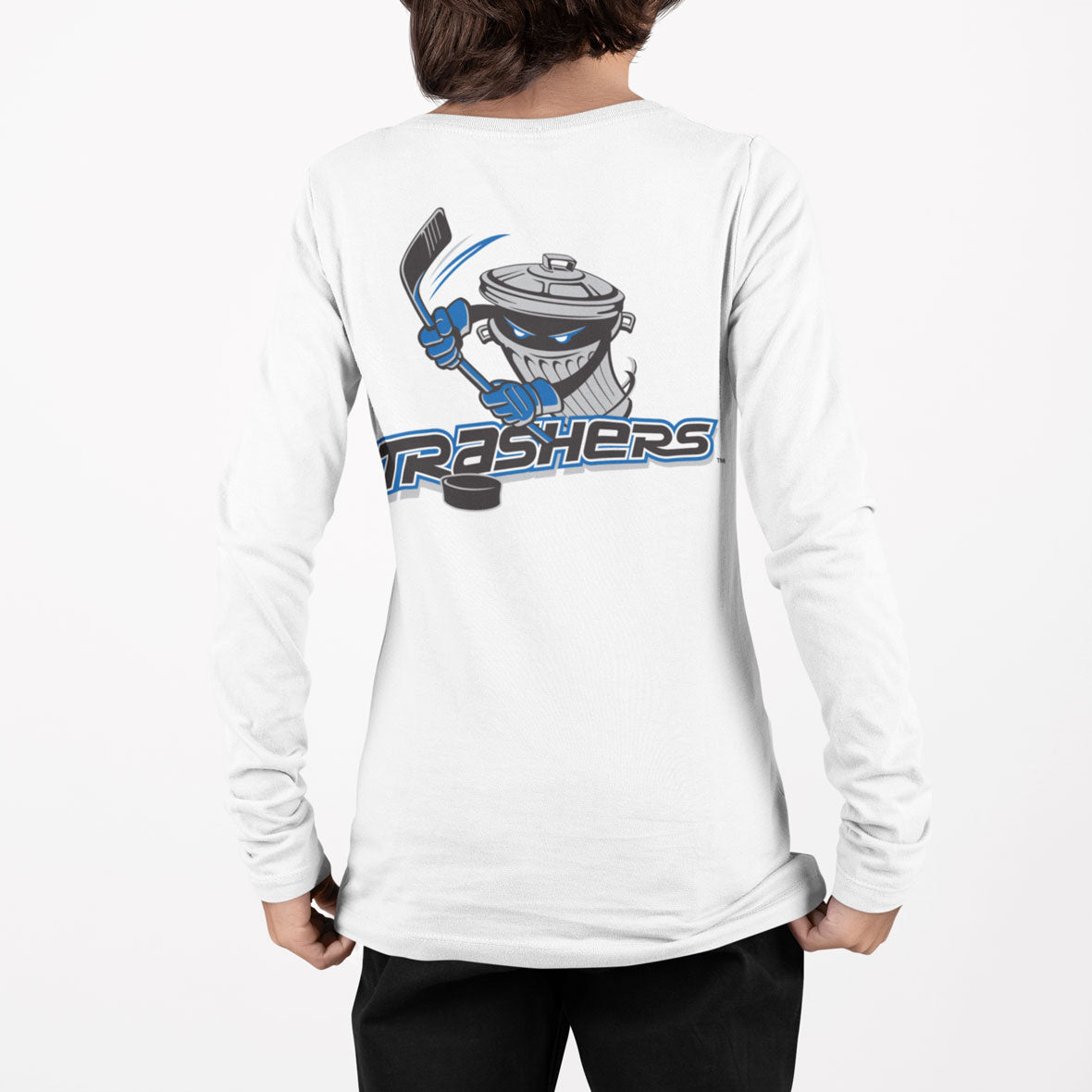 Danbury Trashers - Dual Logo White Youth Long Sleeve T-Shirt Men's Long Sleeves Danbury Trashers   