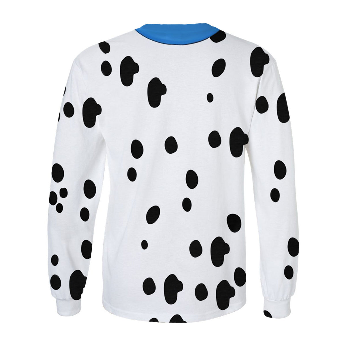 Halloween Costume Dalmatian with Blue Collar Mens Long Sleeve Sublimation T Shirt with Dog Ears Headband Shirts Old Glory   