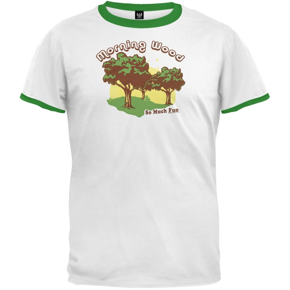 Morning Wood White/Green Ringer T-Shirt Men's T-Shirts Old Glory   