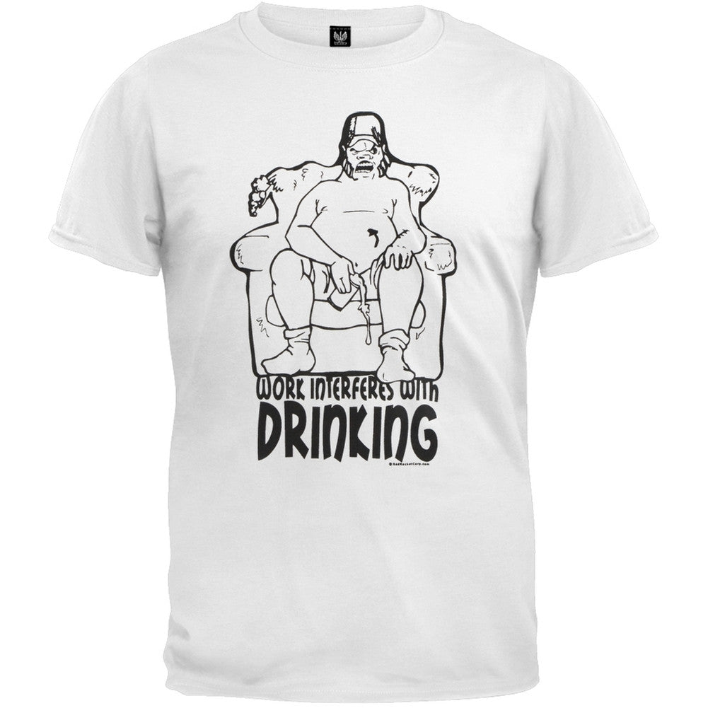 Work Interferes With Drinking T-Shirt Men's T-Shirts Parody MD White 