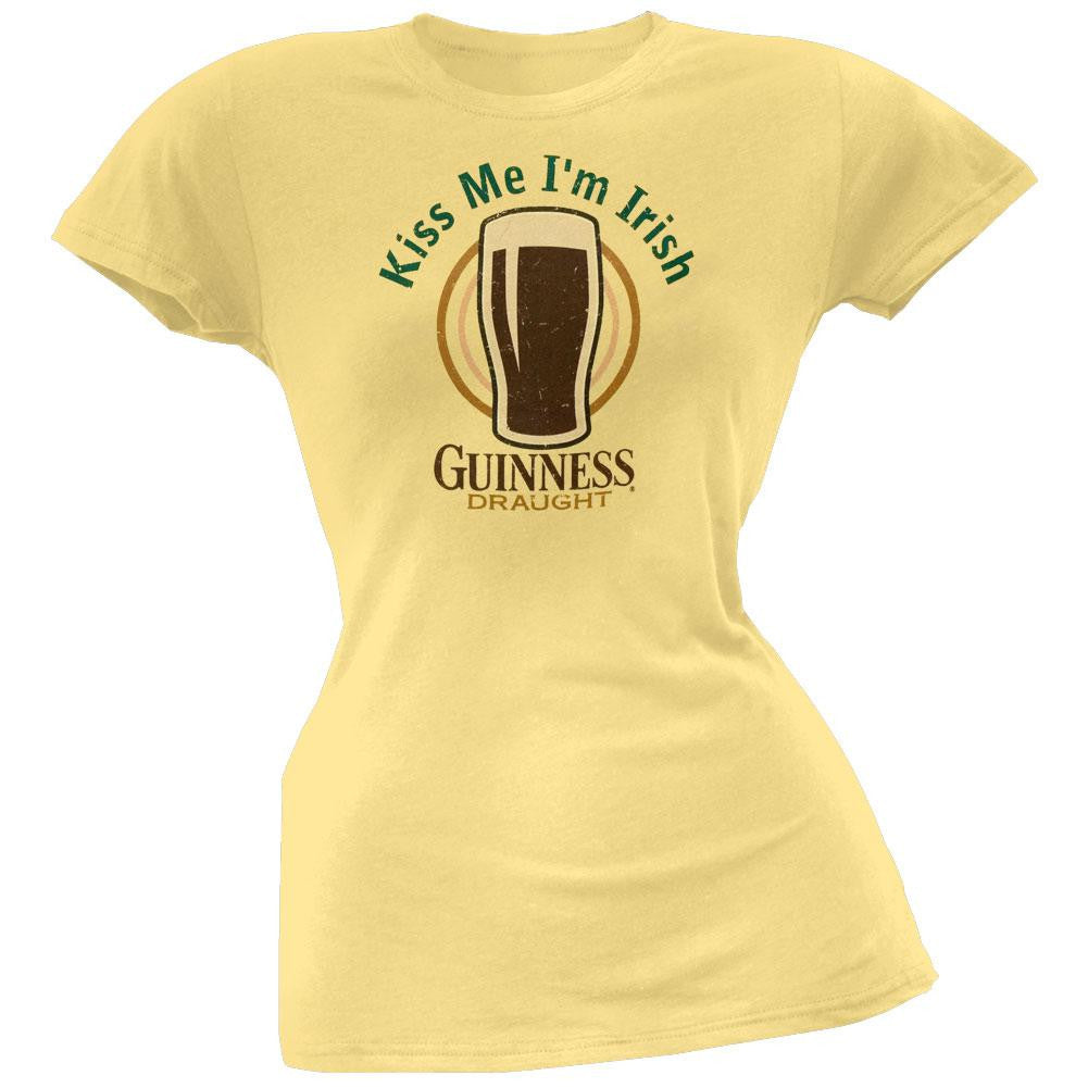 Guinness - Kiss Me Juniors T-Shirt Juniors T-Shirts Guinness SM Yellow