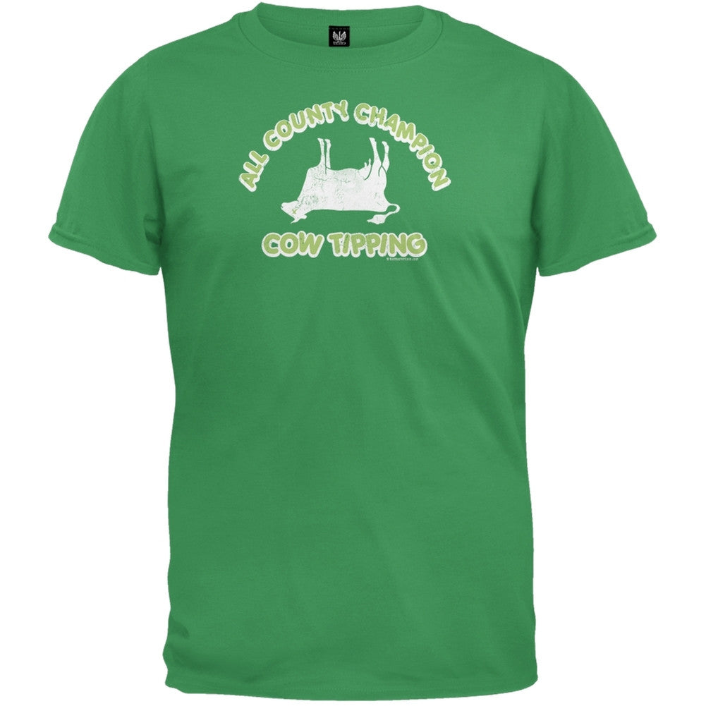 Cow Tipping Team T-Shirt Men's T-Shirts Old Glory LG Green 