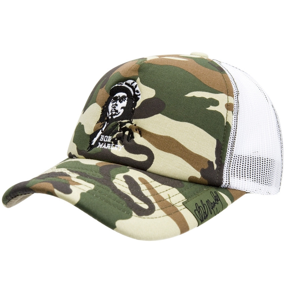 Bob Marley - Freedom Camo Trucker Cap Trucker Caps Old Glory OS Dark Green 