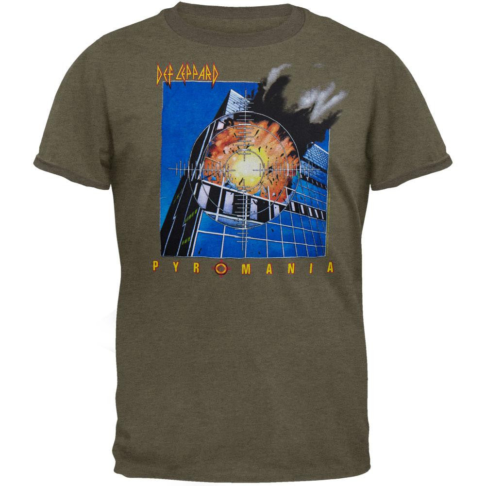 Def Leppard - Pyromania Green Adult T-Shirt Men's T-Shirts Def Leppard MD Dark Green 