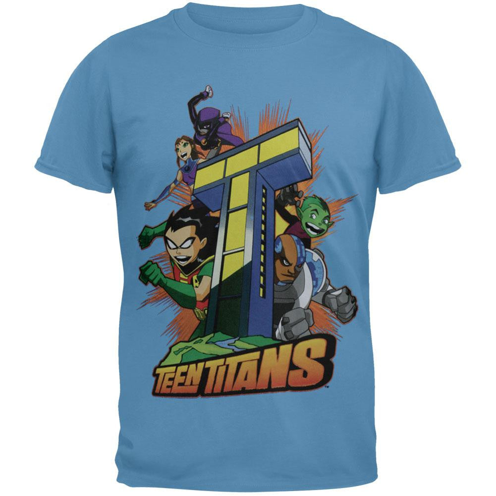 Teen Titans - Tower Youth T-Shirt Youth T-Shirts Teen Titans XL Light Blue 