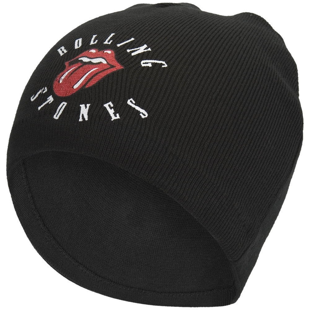 Rolling Stones Tongue Logo Beanie Black Knit Hat Knit Hats Old Glory OS  