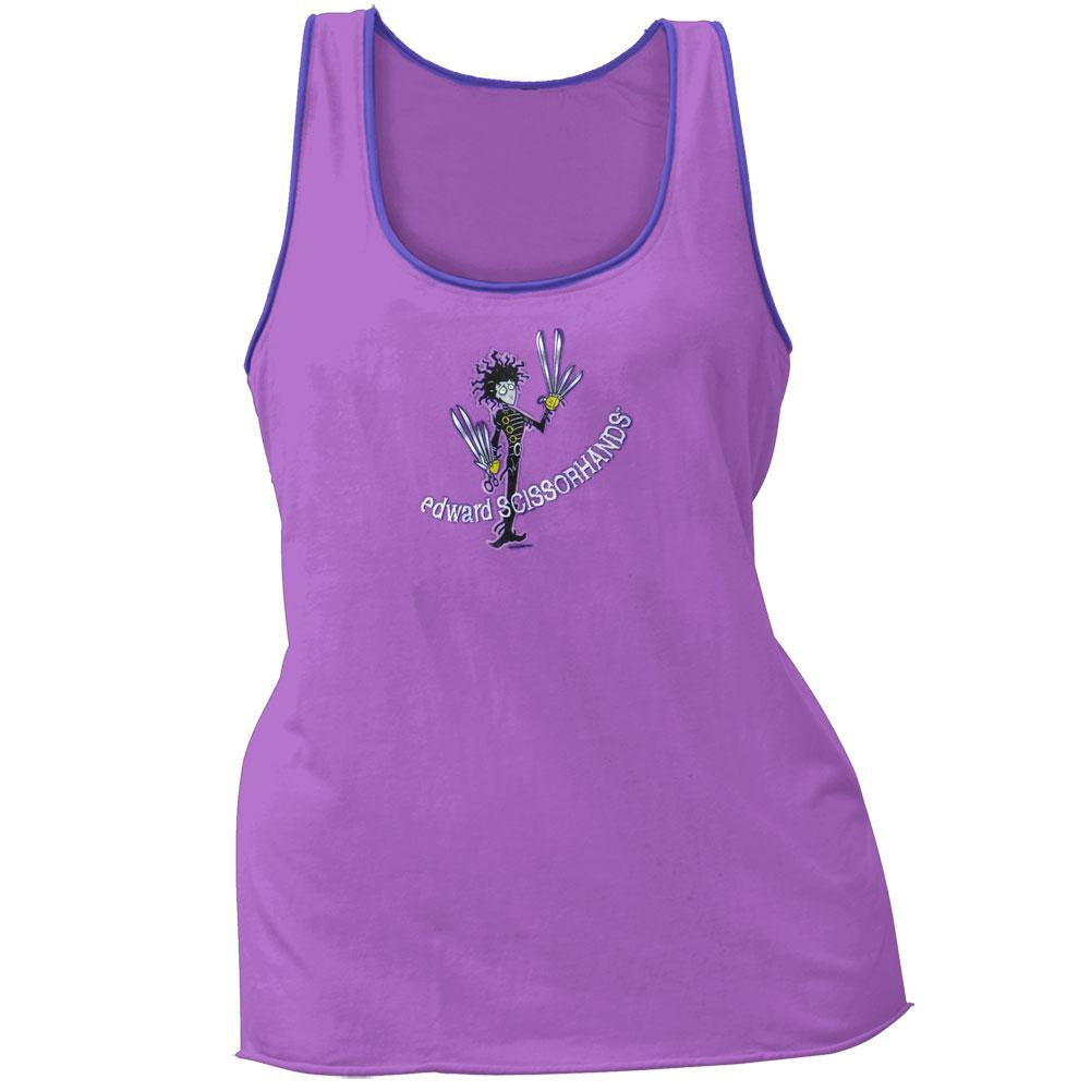 Edward Scissorhands - Cartoon Juniors Tank Top Juniors Tank Tops Edward Scissorhands SM Purple 