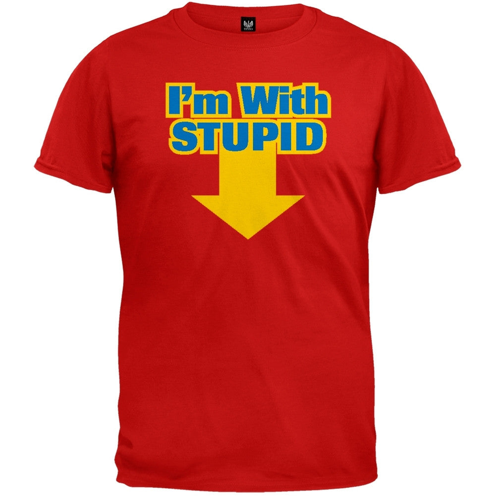 I'm With Stupid T-Shirt Men's T-Shirts Parody 2XL Red 