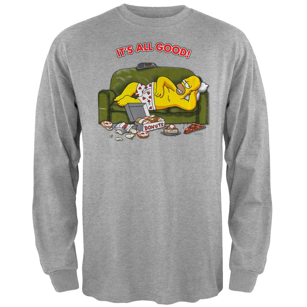Simpsons - Homer Its All Good Long Sleeve T-Shirt Men's Long Sleeves Simpsons LG Grey 