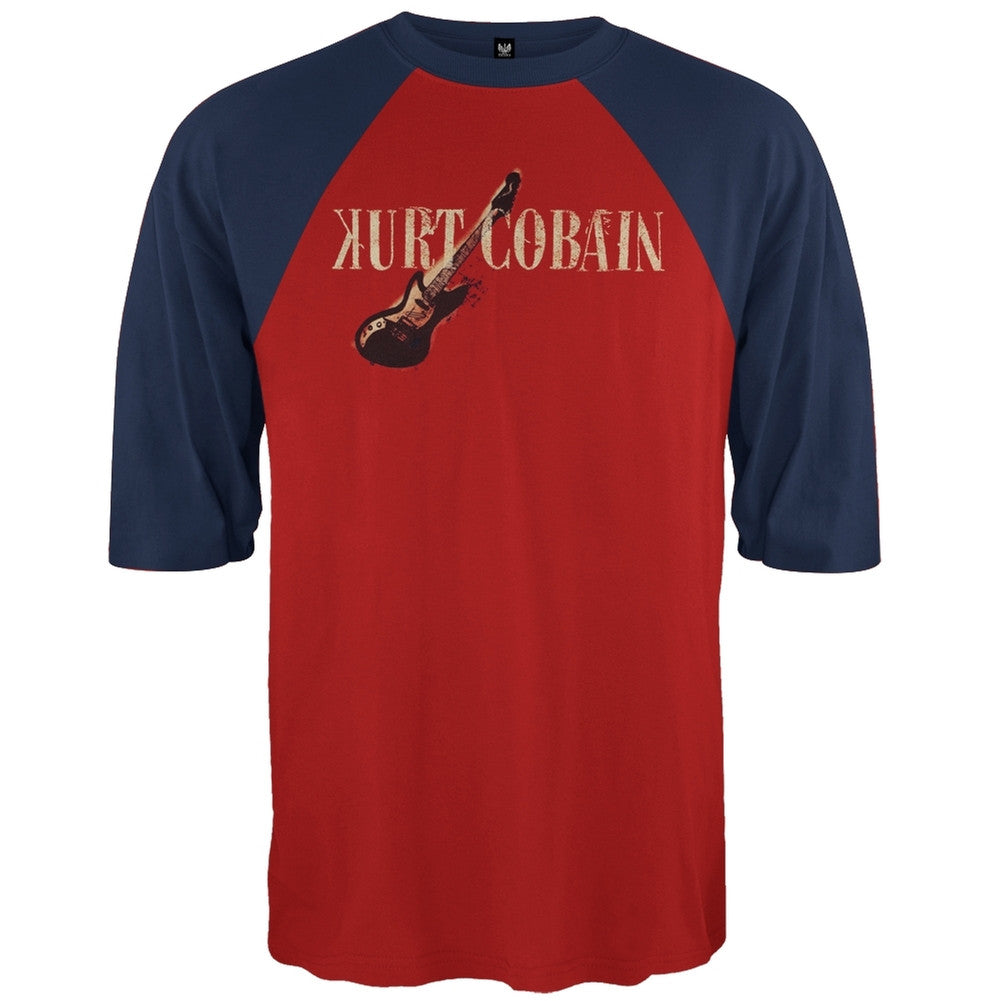 Kurt Cobain - Guitar Type Raglan Men's Raglans Kurt Cobain MD Red