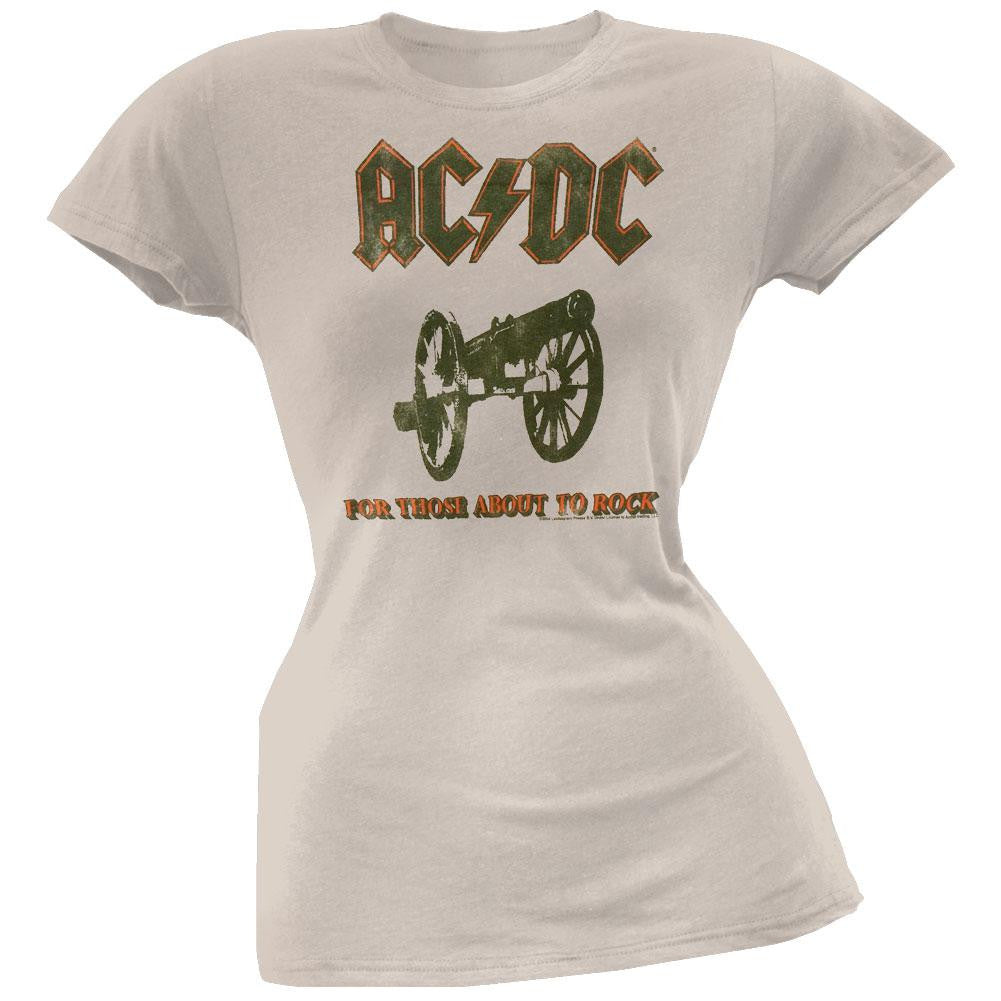 AC/DC - For Those About To Rock Tan Juniors T-Shirt Juniors T-Shirts AC/DC XS Beige 