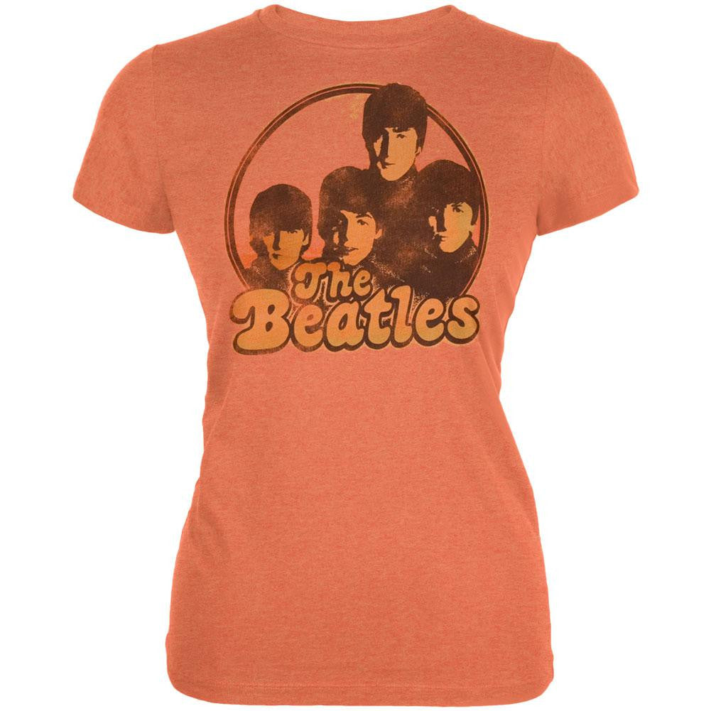 The Beatles - Circle Faces Juniors T-Shirt Juniors T-Shirts The Beatles SM Orange