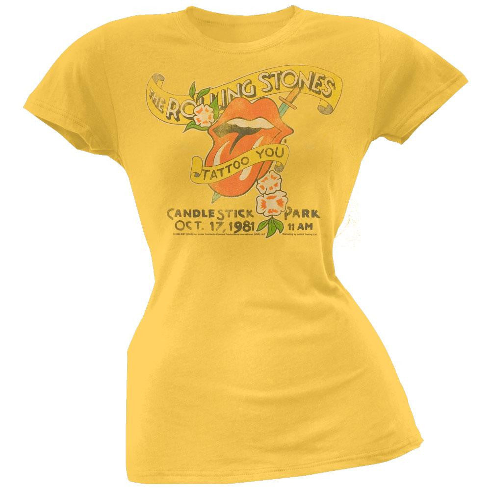 Rolling Stones - Candlestick Juniors T-Shirt Juniors T-Shirts Rolling Stones SM Yellow 