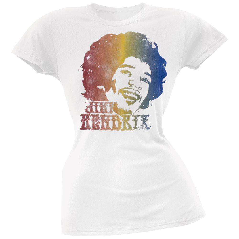 Jimi Hendrix - Rainbow Jimi Juniors T-Shirt Juniors T-Shirts Jimi Hendrix XS White