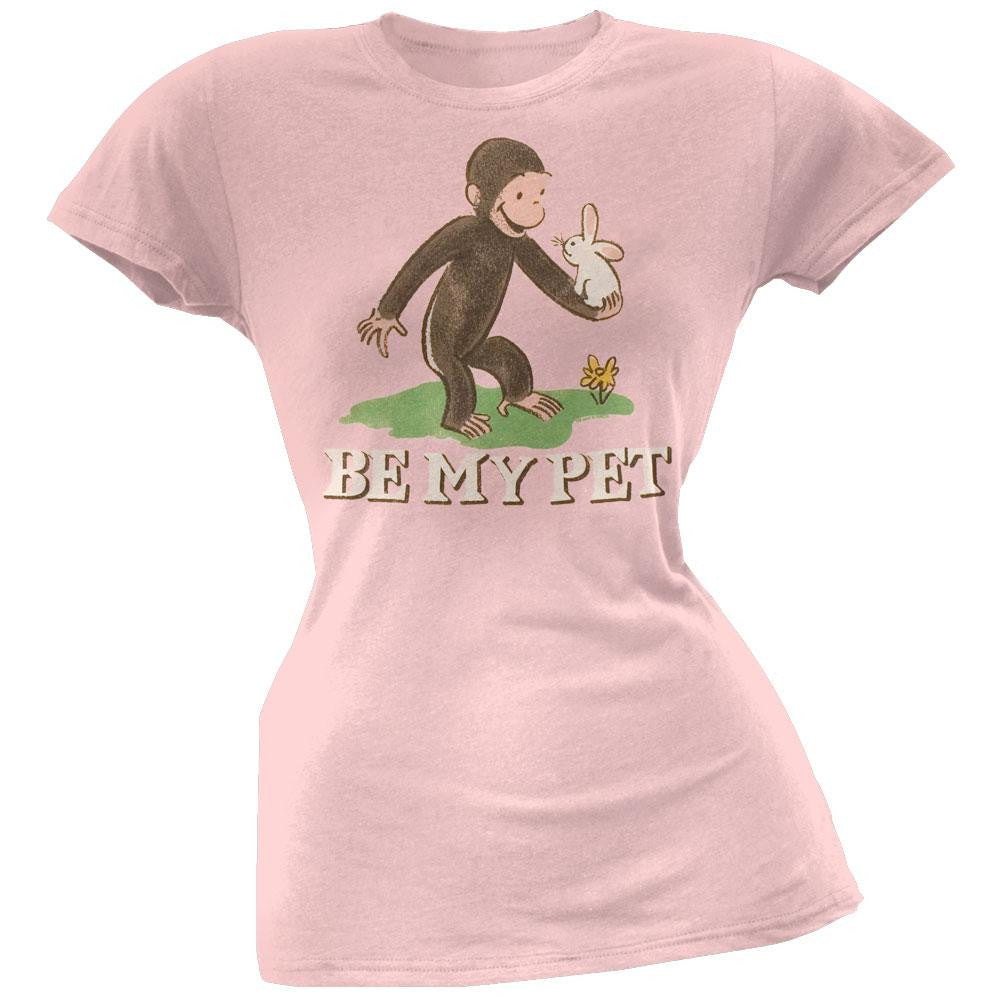 Curious George - Be My Pet Juniors T-Shirt Juniors T-Shirts Curious George MD Light Pink 