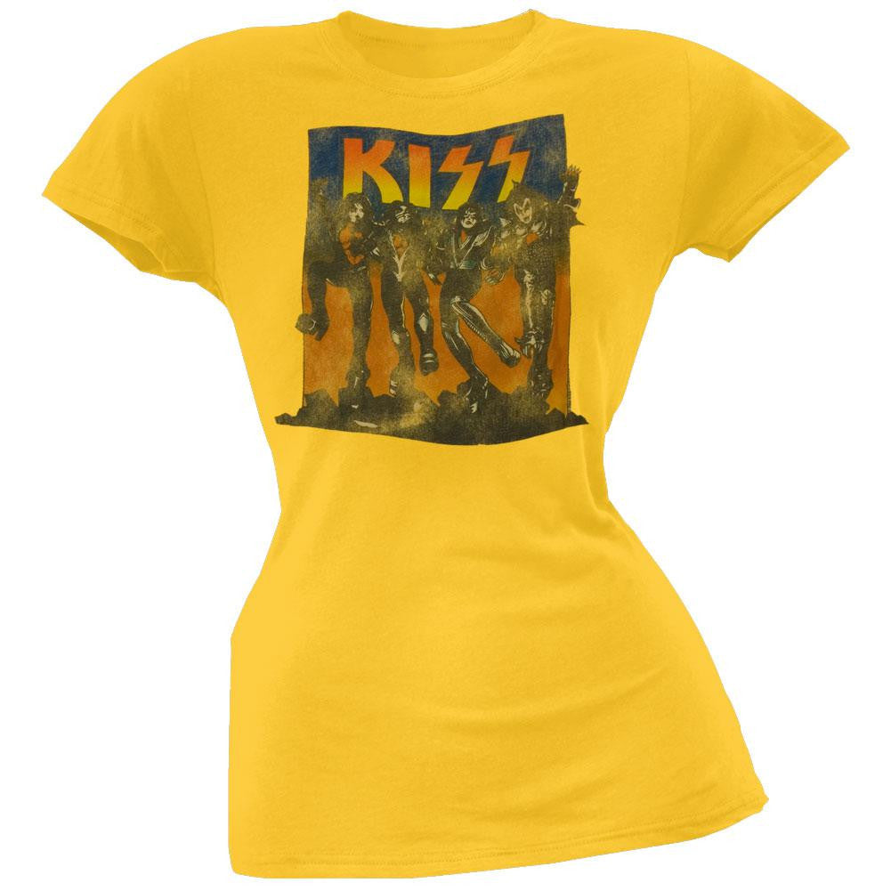 Kiss - Full Color Juniors T-Shirt Juniors T-Shirts Kiss XS Yellow 