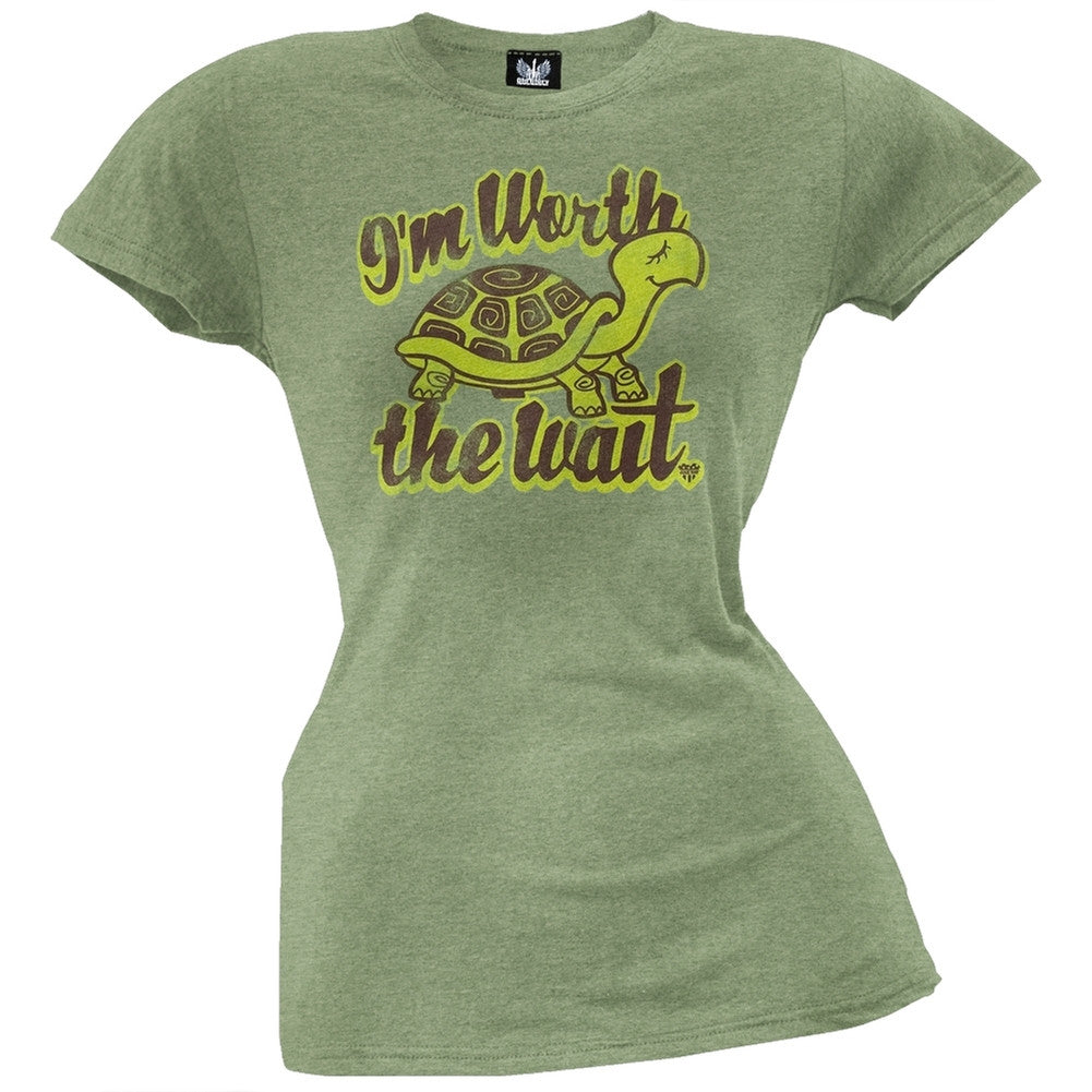 I'm Worth The Wait Juniors T-Shirt Juniors T-Shirts Old Glory LG Green