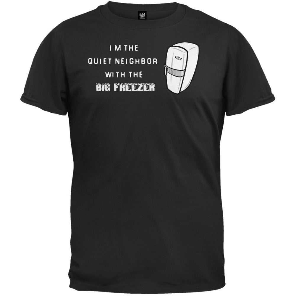 Quiet Neighbor With Freezer T-Shirt Men's T-Shirts Parody SM Black 