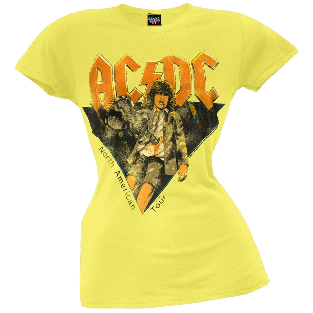 AC/DC - North American Tour Juniors T-Shirt Juniors T-Shirts AC/DC SM Yellow 