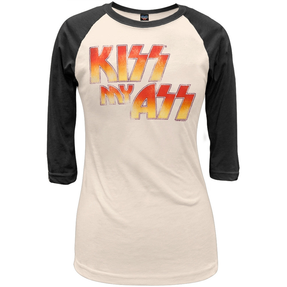 Kiss - My Ass Juniors Raglan Juniors Raglans Kiss SM Off-White