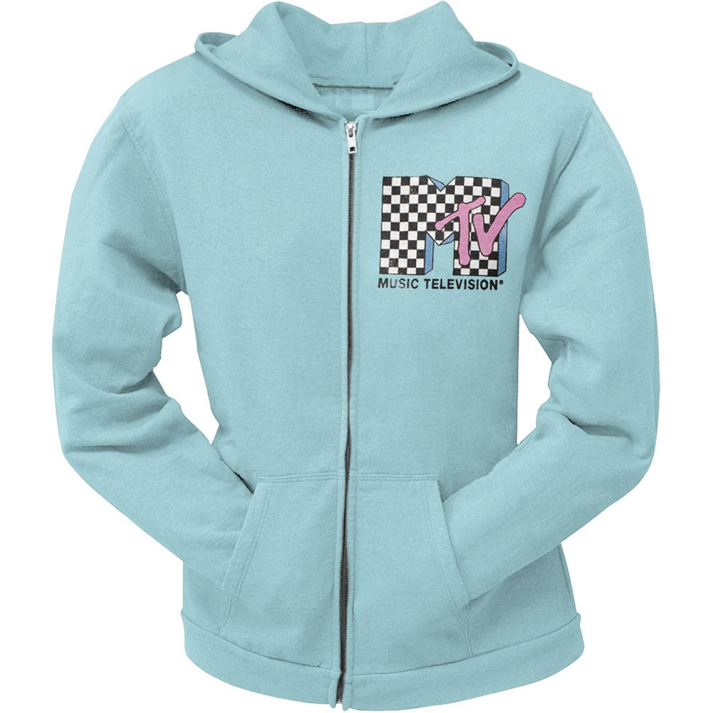 MTV - Logo Women's Zip Hoodie Women's Hoodies MTV Icons & Shows LG Light Blue 