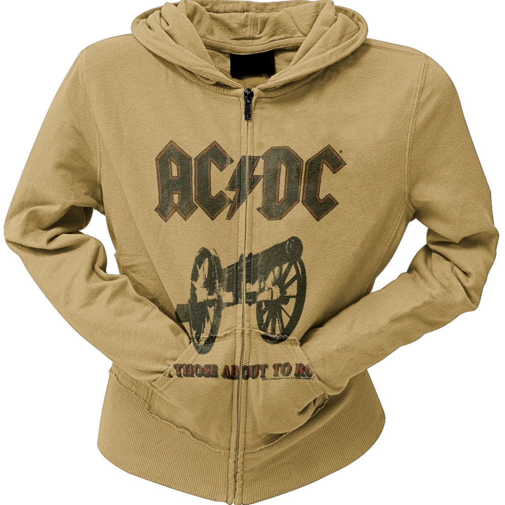 AC/DC - About To Rock Juniors Zip Hoodie Juniors Hoodies AC/DC MD Tan 