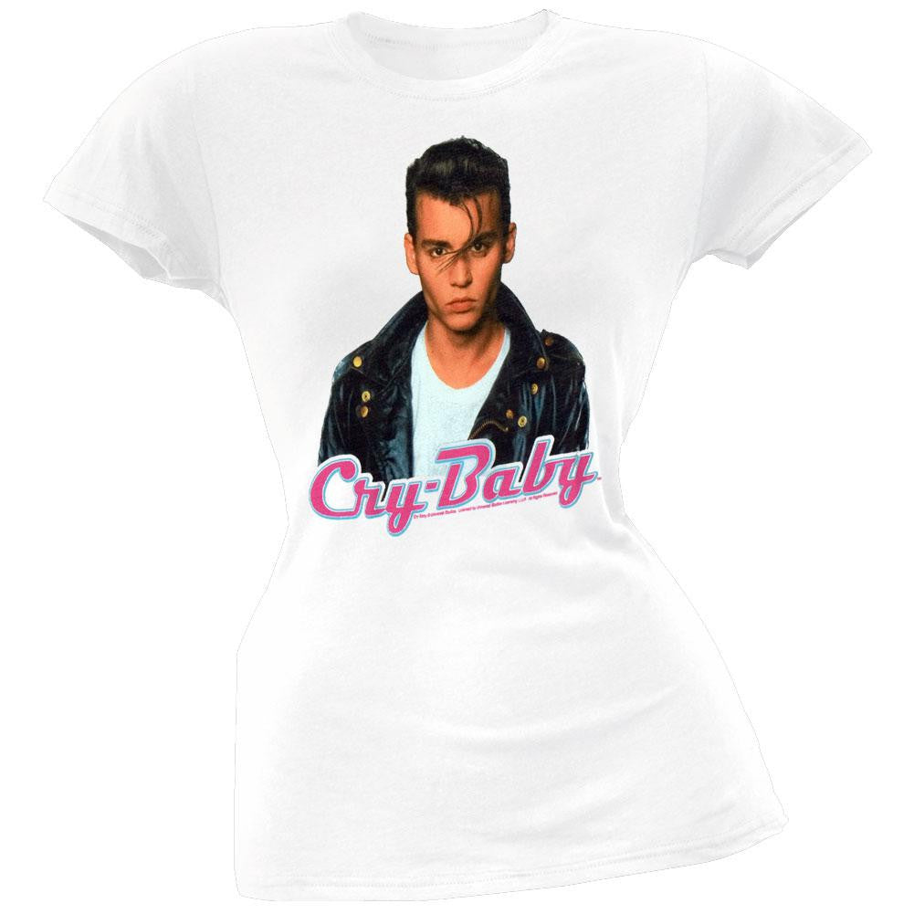 Cry Baby - Face Juniors T-Shirt Juniors T-Shirts Cry Baby MD White 