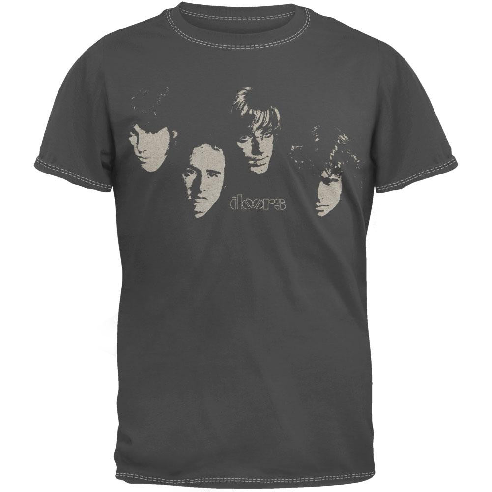 The Doors - Overdye Faces T-Shirt Men's T-Shirts The Doors LG Grey 