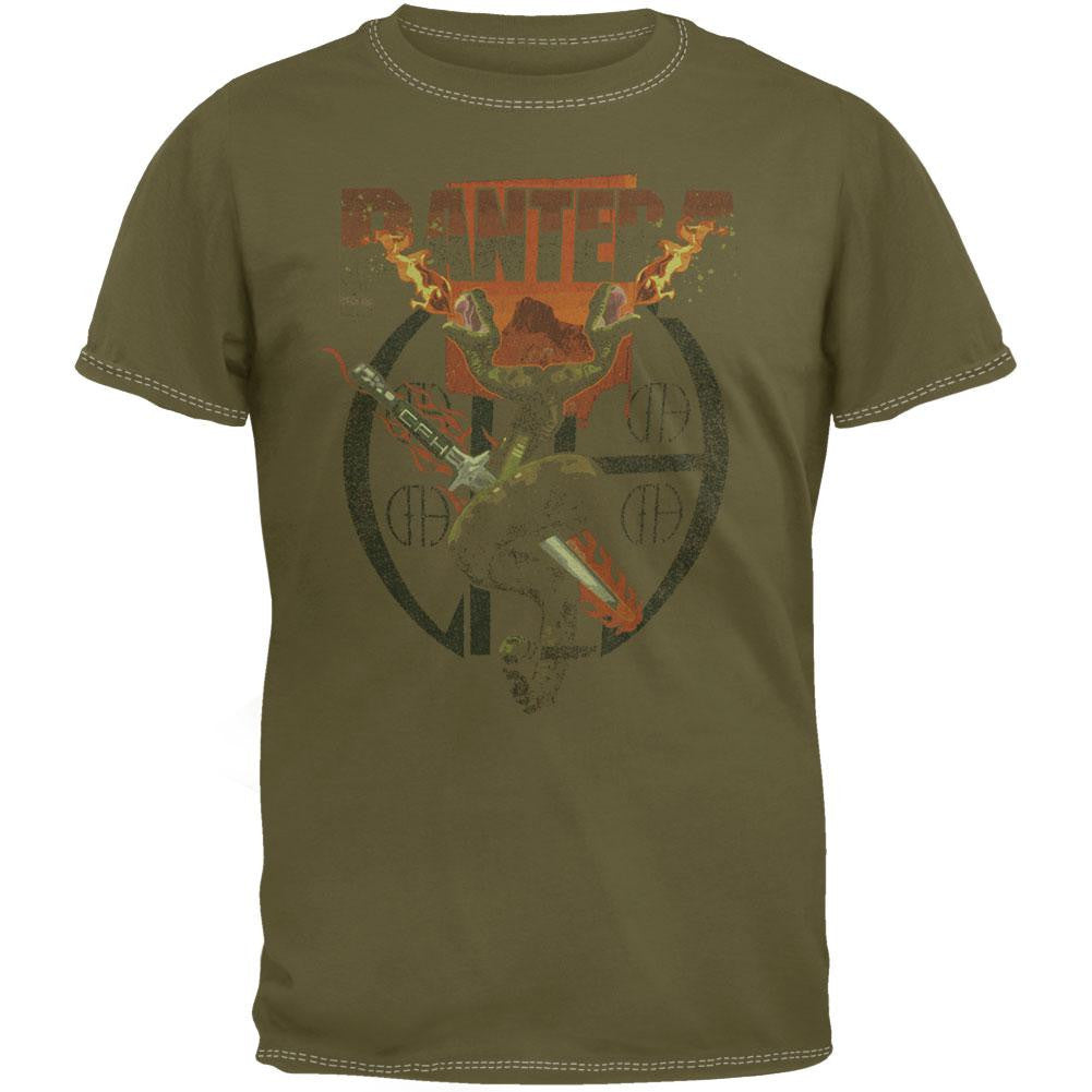 Pantera - Snake & Sword Overdyed T-Shirt Men's T-Shirts Pantera SM Olive 