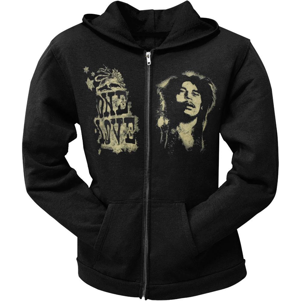 Bob Marley - One Love Black Juniors Zip Hoodie Juniors Hoodies Bob Marley SM Black 