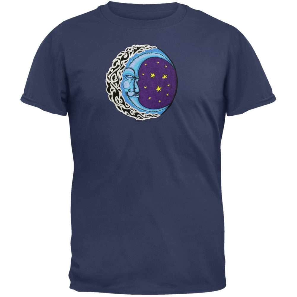 Sleeping Moon Embroidered T-Shirt Men's T-Shirts Parody LG Blue 