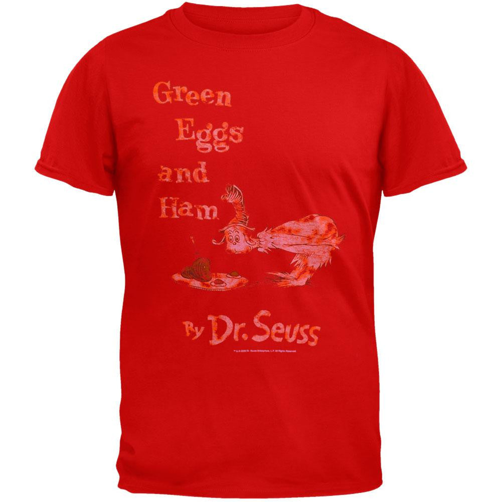 Dr. Seuss - Green Eggs Cover Distressed T-Shirt Men's T-Shirts Dr. Seuss SM Red 